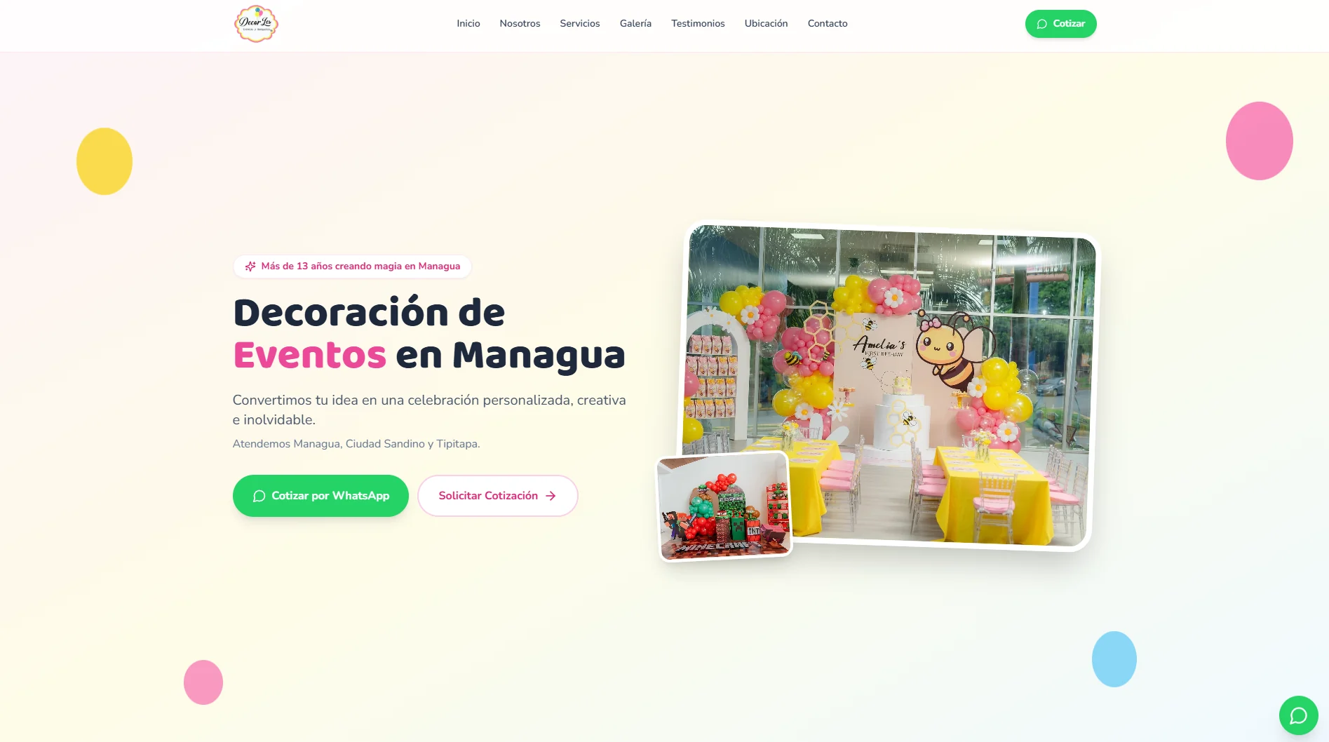 Vista de la página web de DecorLes