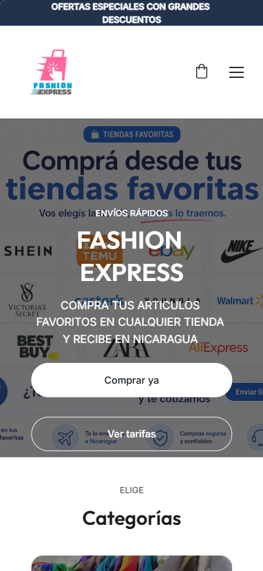 Fashion Express vista en teléfono