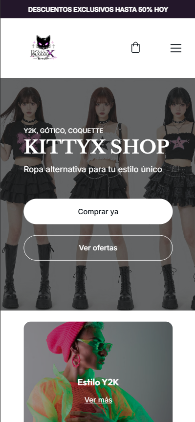Kittyx Shop vista en teléfono