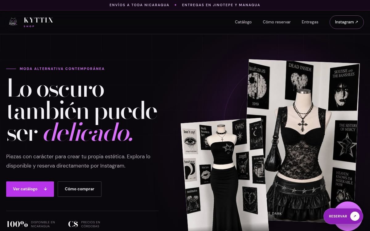 Vista de la página web de Kittyx Shop