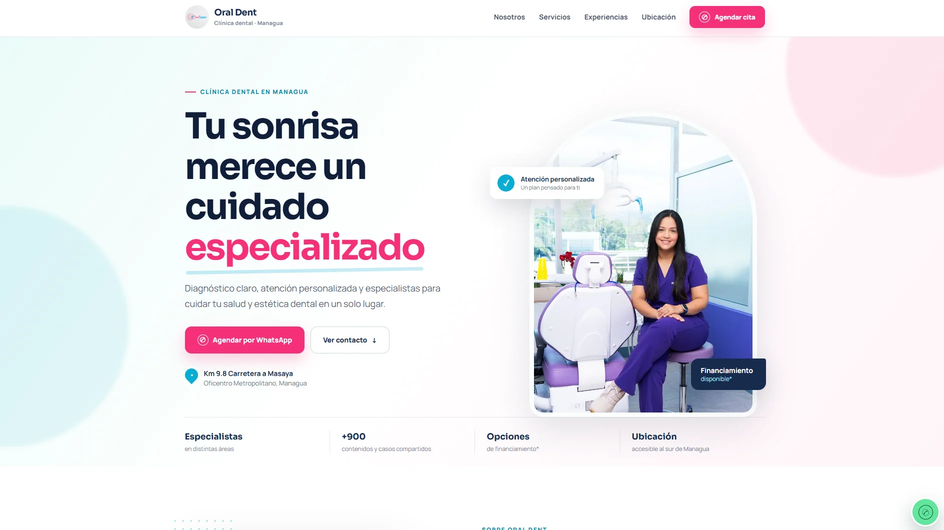 Vista de la página web de Oral Dent